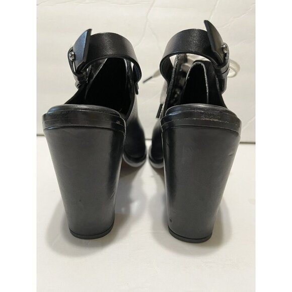 Rag & Bone Trafford Lace-Up Booties Black Leather size 6-1/2 Open Toe sling back - Picture 6 of 11